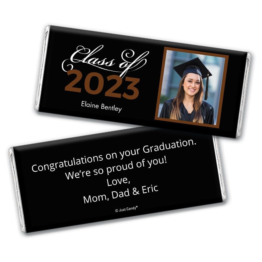 12ct Graduation Candy Party Favors Personalized Belgian Chocolate Bars & Wrappers DIY Assembly Required - Brown