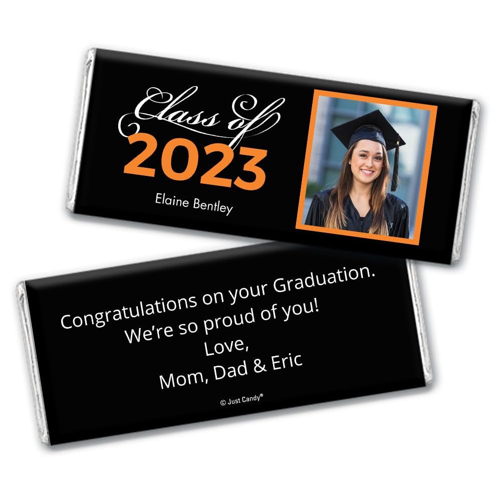 12ct Graduation Candy Party Favors Personalized Belgian Chocolate Bars & Wrappers DIY Assembly Required - Orange
