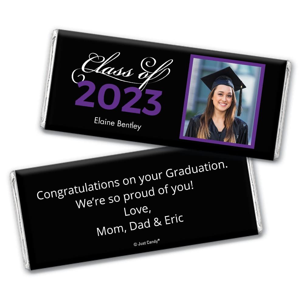 12ct Graduation Candy Party Favors Personalized Belgian Chocolate Bars & Wrappers DIY Assembly Required - Purple
