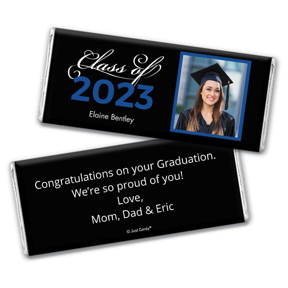 12ct Graduation Candy Party Favors Personalized Belgian Chocolate Bars & Wrappers DIY Assembly Required - Milk Chocolate - Blue Class of 2024