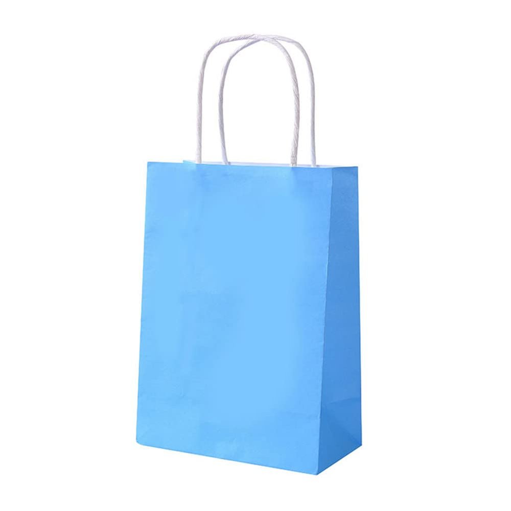 100 Pack Kraft Paper Shopping Bag with Handles for Gift Bags, Used in boutiques, Small Businesses, Retail Stores, Birthday Parties, Christmas, Valentine's Day, and Holiday Handbags (Blue,26X12X32CM)