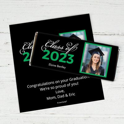 12ct Graduation Candy Party Favors Personalized Belgian Chocolate Bars & Wrappers DIY Assembly Required - Green