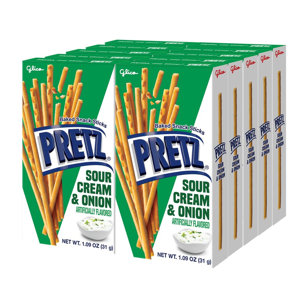 Glico Pretz Sour Cream & Onion, 1.09 oz (Pack of 10)