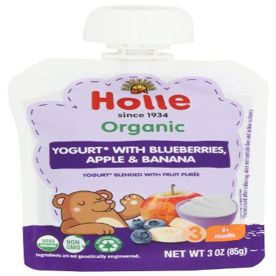 Holle, Baby Food Yogurt Blueberries Apple Banana Organic, 2.9 Ounce