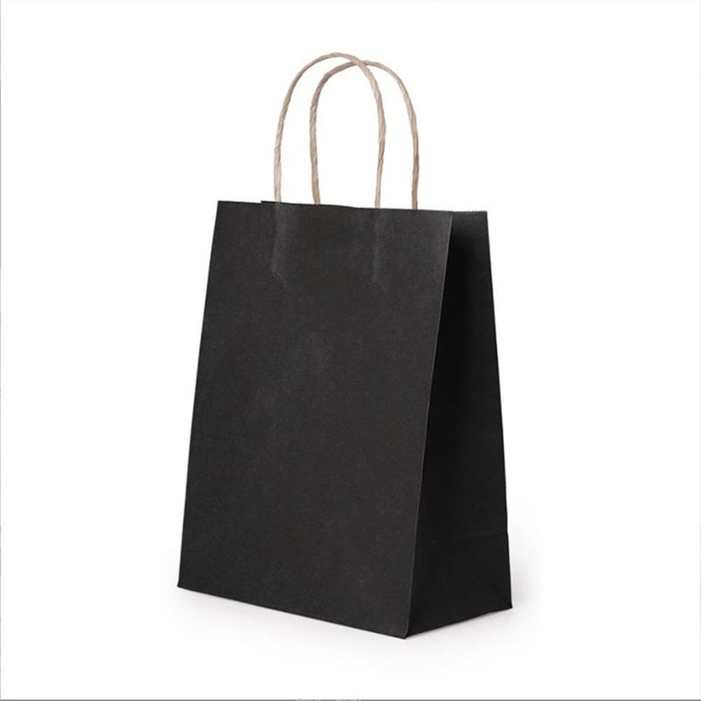 100 Pack Kraft Paper Shopping Bag with Handles for Gift Bags, Used in boutiques, Small Businesses, Retail Stores, Birthday Parties, Christmas, Valentine's Day, and Holiday Handbags (Black,21X11X27CM)