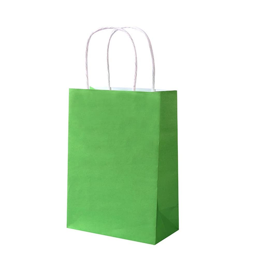 100 Pack Kraft Paper Shopping Bag with Handles for Gift Bags, Used in boutiques, Small Businesses, Retail Stores, Birthday Parties, Christmas, Valentine's Day, and Holiday Handbags (Green,26X12X32CM)