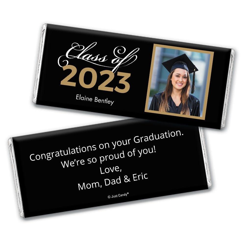 12ct Graduation Candy Party Favors Personalized Belgian Chocolate Bars & Wrappers DIY Assembly Required - Gold