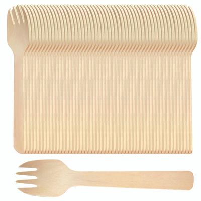 200pcs 4 inch Mini Wooden Forks, Biodegradable Compostable Birchwood, Food Grade Disposable Spoons Disposable Wooden Cutlery for Parties, Weddings, Camping.