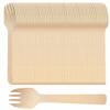 200pcs 4 inch Mini Wooden Forks, Biodegradable Compostable Birchwood, Food Grade Disposable Spoons Disposable Wooden Cutlery for Parties, Weddings, Camping. view 1