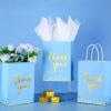 Tinlade 30 Pcs Thank You Gift Bags with Tissue Paper Gold Thank You Wedding Bags with Handle for Graduation Business Shopping Wedding Shower Party Favors(Light Blue) view 3
