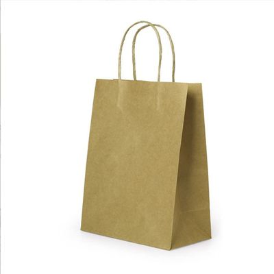 100 Pack Kraft Paper Shopping Bag with Handles for Gift Bags, Used in boutiques, Small Businesses, Retail Stores, Birthday Parties, Christmas, Valentine's Day, and Holiday Handbags (Buff,26X12X32CM)