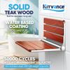 18" ADA Compliant Folding Teak Shower Seat Wall Mounted-Teak Folding Shower Bench, Folding Shower Seat for Inside Shower, Teak Foldable Shower Chair, Fold Down Shower Seat, Max Load 400lbs view 2