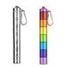7 Days Rainbow Colour Aluminum Cantainer with Carabiner Stackable Metal ContainerWaterproof Travel Cute Box Holder (1 Rainbow Container and 1 Silver Container view 1