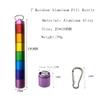 7 Days Rainbow Colour Aluminum Cantainer with Carabiner Stackable Metal ContainerWaterproof Travel Cute Box Holder (1 Rainbow Container and 1 Silver Container view 2