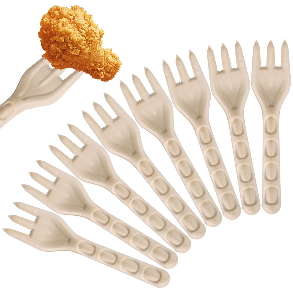 Uniecocus Compostable Utensils, Eco Friendly Forks Small Sturdy Durable for Party Wedding BBQ Picnic, Natural Biodegradable Forks Heavy Duty, Disposable Forks Bulk 500 Count