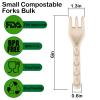 Uniecocus Compostable Utensils, Eco Friendly Forks Small Sturdy Durable for Party Wedding BBQ Picnic, Natural Biodegradable Forks Heavy Duty, Disposable Forks Bulk 500 Count view 2