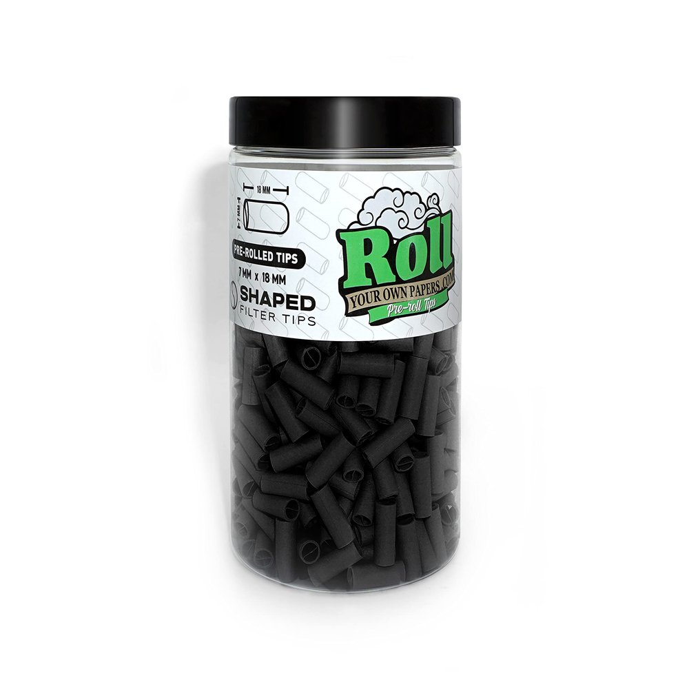 Black Pre-Rolled Filter Tips, 7mm - Bottle of 500 Tips