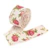 10m DIY Printed Rose Flower Burlap Ribbon, Hessian Jute Belt Strap Wedding Cloth Decoration, Jute Burlap Fabric Ribbon for Wedding Party Wrapping and Home Decor view 1