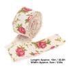 10m DIY Printed Rose Flower Burlap Ribbon, Hessian Jute Belt Strap Wedding Cloth Decoration, Jute Burlap Fabric Ribbon for Wedding Party Wrapping and Home Decor view 2