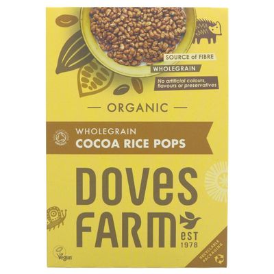 Doves Farm Organic Wholegrain Cocoa Rice Pops | 300g | Gluten-Free and Vegan Cereal with Real Cocoa | Perfect for a Satisfying Breakfast or Snack | Rich in Fiber, Iron for a Healthy Start to Your Day