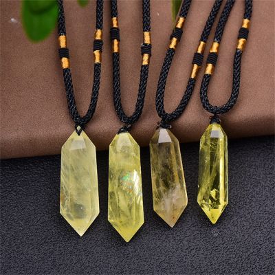 1Pc Natural Double Tips Crystal Points Pendant Amethyst Fluorite Crystal Column Wand Yoga Accessories,1Pc Citrine