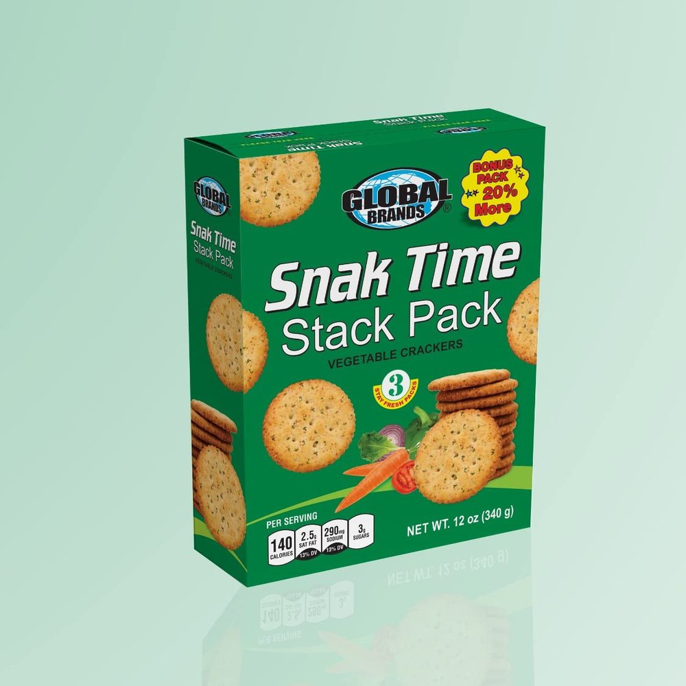 Global Brands 12oz Vegetable Flavored Snak Time Stack Pack Crackers (Pack of 12)
