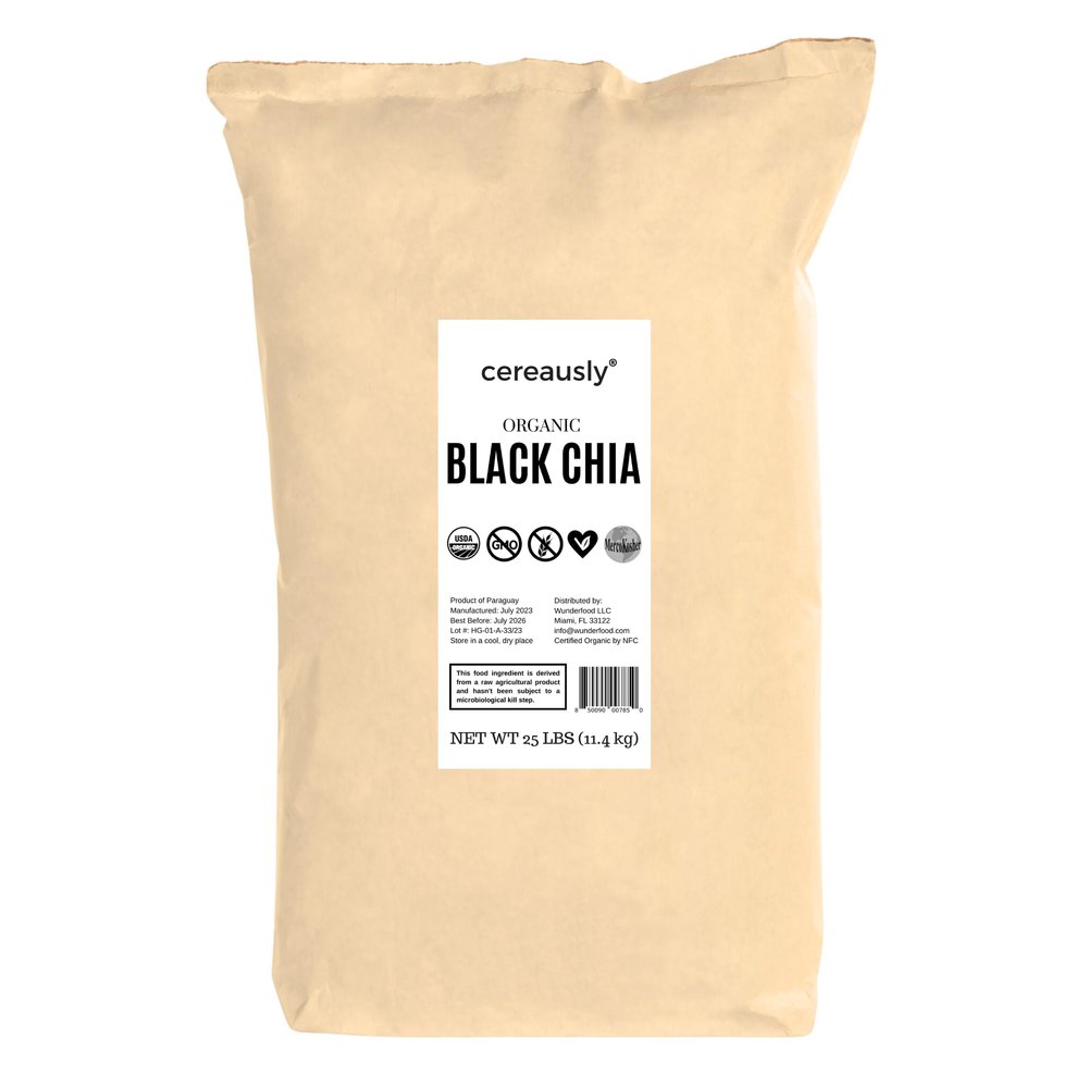 CEREAUSLY Organic Black Chia Seeds in Bulk | Non-GMO | Kosher | Gluten-Free | Vegan - (25 Pounds) Preferences