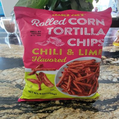 Trader Joe's Rolled Corn Tortilla Chips Chili & Lime | Net Wt. 9 Oz (255g) | NO ARTIFICIAL COLORING (Pack of 1)