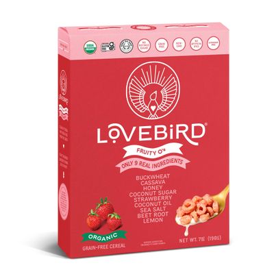 Lovebird, Cereal Grain Free Strawberry Organic, 7 Ounce