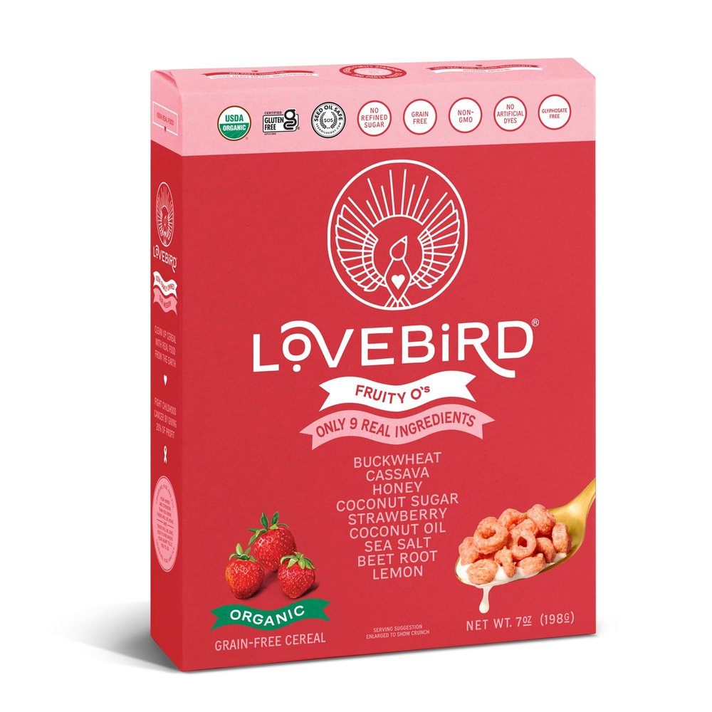 Lovebird, Cereal Grain Free Strawberry Organic, 7 Ounce