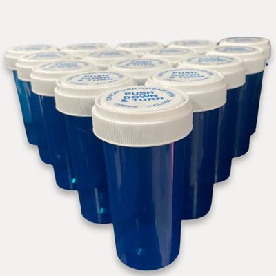 15pc Pack Pop Top Pill Containers 40 Dram, 10gram Canisters Multicolor Opt (Blue)