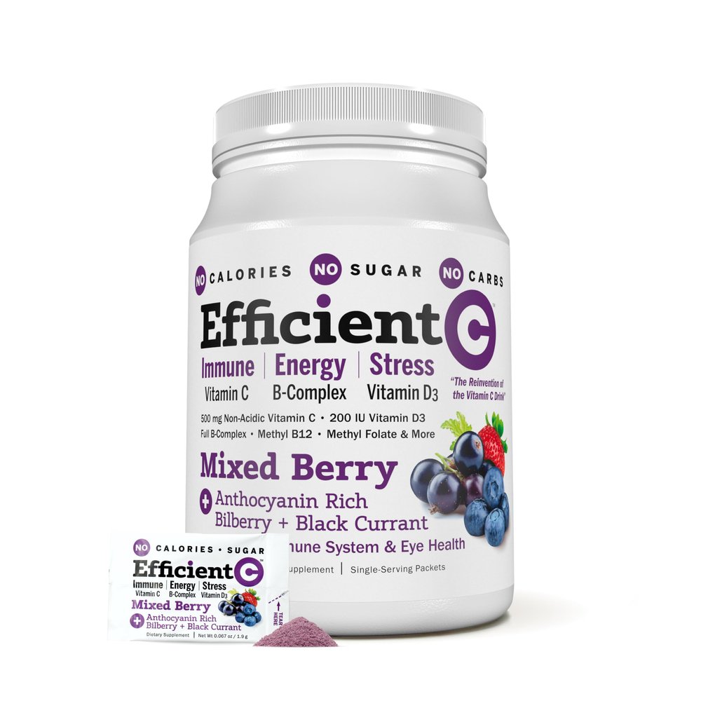 ANDREW LESSMAN Efficient C Mixed Berry 30 Packets - Immune, Energy, Stress and Eye Health Support. Reinvention of The Vitamin C Drink. No Calories. No Sugar. No Carbs. Easy to Mix.