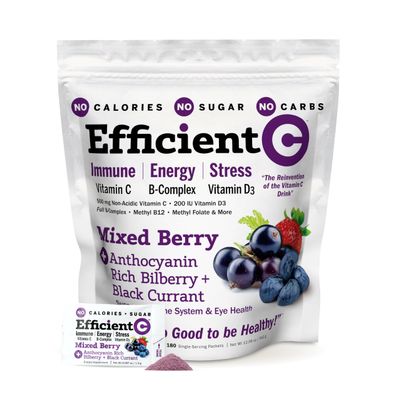 ANDREW LESSMAN Efficient C Mixed Berry 90 Packets - Immune, Energy, Stress and Eye Health Support. Reinvention of The Vitamin C Drink. No Calories. No Sugar. No Carbs. Easy to Mix.