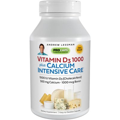 ANDREW LESSMAN Vitamin D3 1000 Plus Calcium Intensive Care 360 Capsules - Essential for Calcium Absorption, Supports Bone Health, Healthy Muscle Function. Gentle, Easy-to-Absorb. No Additives