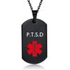 DWJSu Black Medical Alert Tag Necklace for Men Women Stainless Steel Engraved Medical Id Emergency Health Pendant view 1