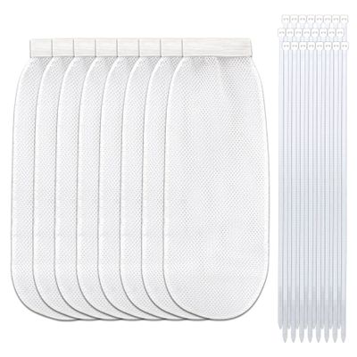 32-Piece Lint Trap and Cable Ties Set for Washing Machine, Includes 8 Nylon Mesh Lint Traps and 24 Cable Ties, Easy and Effective Lint Filtration (White)