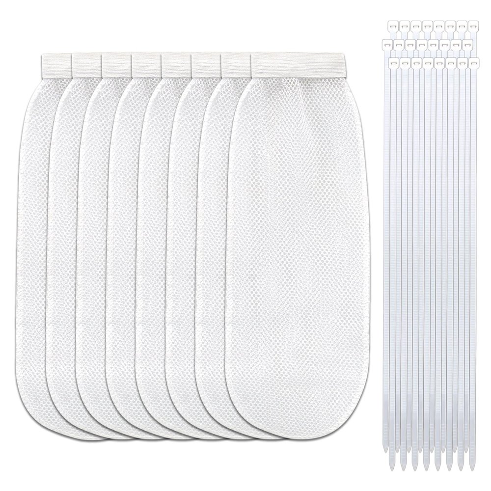 32-Piece Lint Trap and Cable Ties Set for Washing Machine, Includes 8 Nylon Mesh Lint Traps and 24 Cable Ties, Easy and Effective Lint Filtration (White)