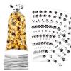 100 Paw Print Dog Treat Bags - Heat Sealable Candy Bags with 100 Silver Twist Ties for Pet Birthday Party Favor Supplies, Black view 1