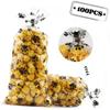 100 Paw Print Dog Treat Bags - Heat Sealable Candy Bags with 100 Silver Twist Ties for Pet Birthday Party Favor Supplies, Black view 3