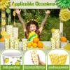 150 Pieces/50 Sets Lemonade Cups with Lids and Paper Straws 24oz Disposable Iced Coffee Paper Cup Summer Citrus Cold Cups for Lemonade Stand Supplies Fruit Party Beverages Drinks Juices view 3