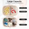 Soleebee Portable 8 Compartments Daily Pill Organizer, Bling Crystal Diamond Pill Box, Small Travel Pill Case, Pill Dispenser, Medicine Container Organizer to Hold Vitamin, Fish Oil (Black) view 2