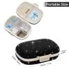 Soleebee Portable 8 Compartments Daily Pill Organizer, Bling Crystal Diamond Pill Box, Small Travel Pill Case, Pill Dispenser, Medicine Container Organizer to Hold Vitamin, Fish Oil (Black) view 3