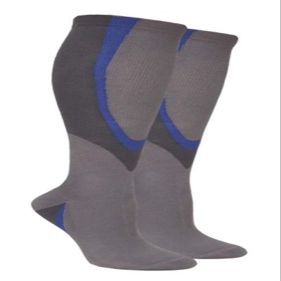 COUVER Compression Socks for Men & Women - Graduated Athletic Sport Compression Socks for Running, Gym & Recovery, Geometry Grey/Blue, Large/X-Large, 1 Pair