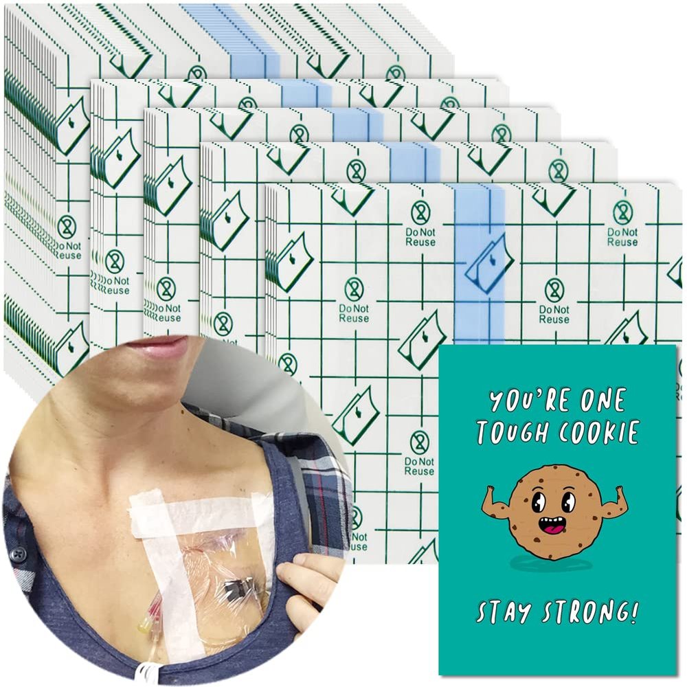 50Pcs Waterproof Bandages Chemo Port Protector 4 x 4.7 Inch for Dialysis Catheter Showering Film Dressings Wound Cover Back Hip Knee Surgery Patchs