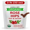 2 lb (32 oz) 100% USDA Organic Rose Hips Dried Bulk, Rosehips Cut & Sifted Shells, 95% Seedless, European All Natural, Makes 140 Cups of Vitamin C Rich Tea (packaging may vary) view 1