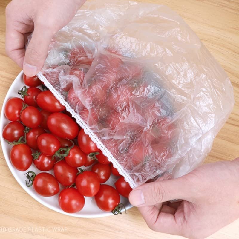 100Pcs Disposable Food Cover Plastic Wrap Elastic Food Lids Refrigerator Preservative Bowl Cover Dust-Proof Freezer Bags (Color : 50Pcs)