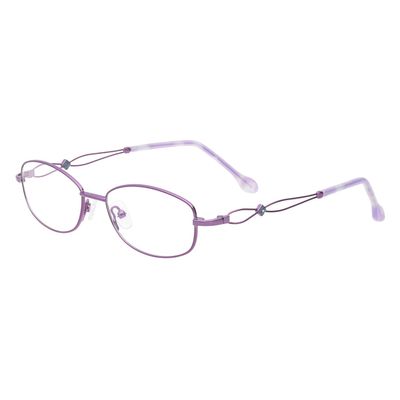 HELES Women's Full Rim Metal Alloy Reading Glasses Anti-Reflection Coating Single Vision Eyeglasses Reader-Purple||+3.50 Strength