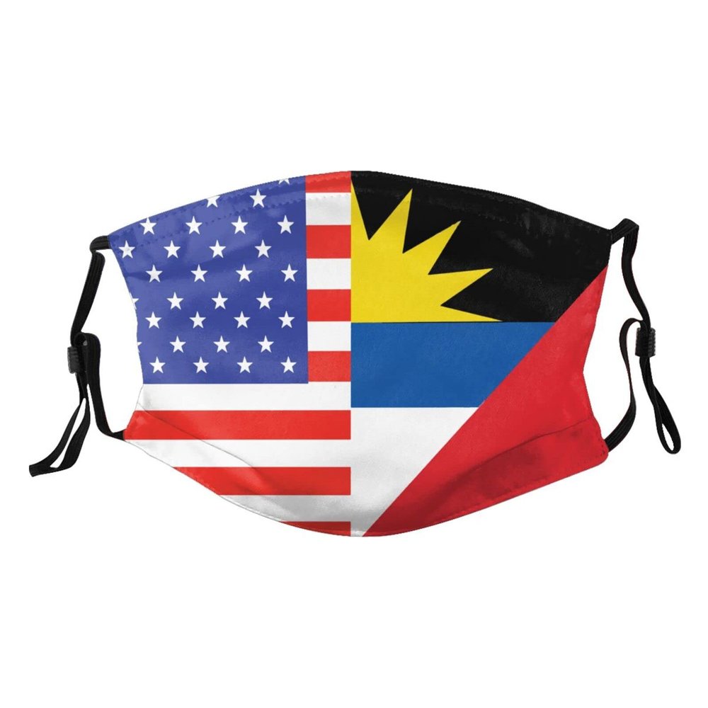 American Flag and Antigua and Barbuda Half Mask Protect Respiratory System Breathe with Peace of Mind Black