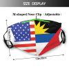 American Flag and Antigua and Barbuda Half Mask Protect Respiratory System Breathe with Peace of Mind Black view 2