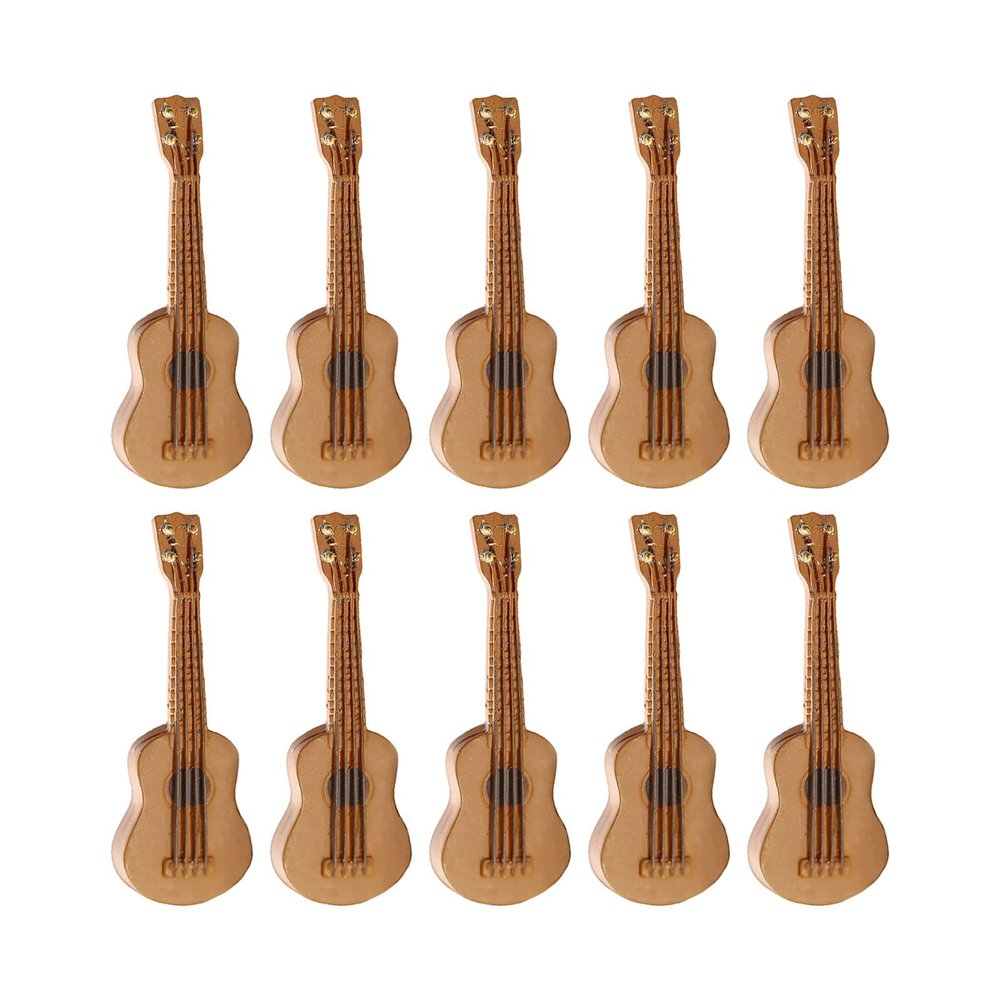 10pcs Mini Guitar Cake Topper Miniature Musical Guitar Cake Decoration For Baby Shower Birthday Wedding Music Themed Party Supplies